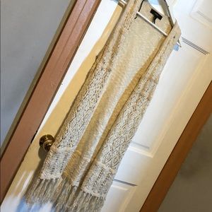 Cream off white sleeveless crochet cardigan